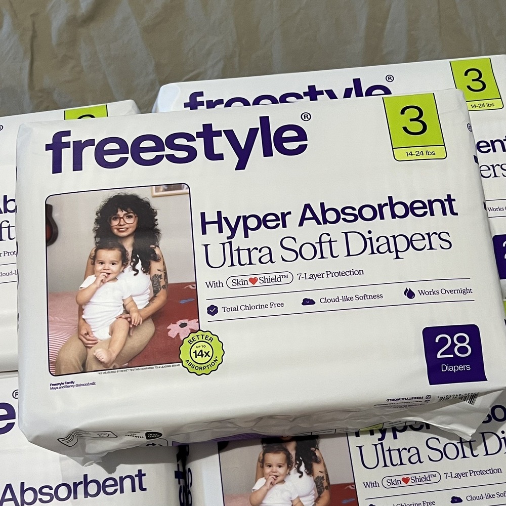 Freestyle Baby Diapers Size 3, 140 count, Ultra Soft Disposable 5 packs NEW - Picture 3 of 4